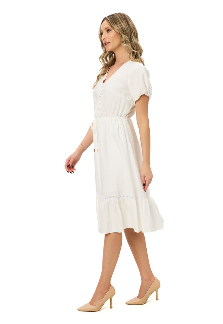 Миди рокля Nancy с шпиц - Бял BAROCCA