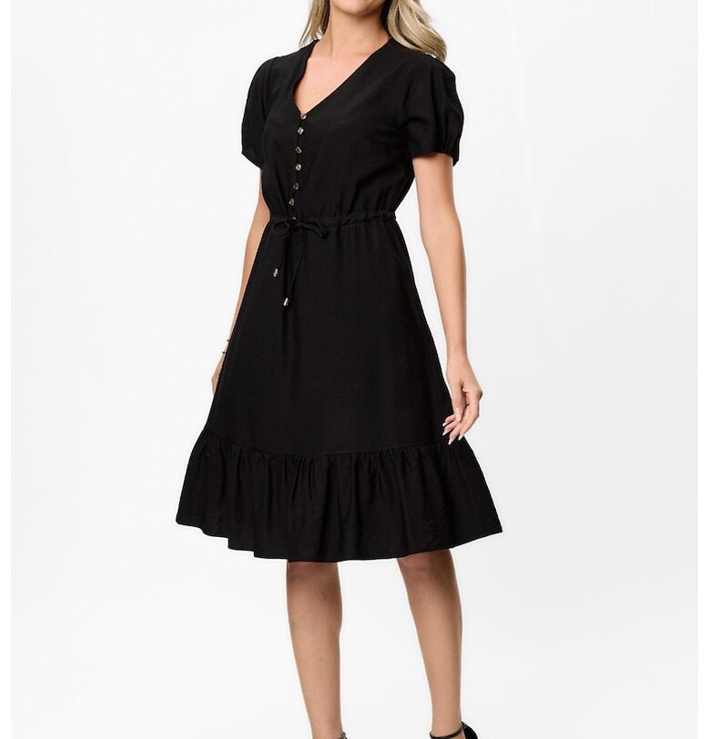 Миди рокля Nancy с шпиц - Черен BAROCCA