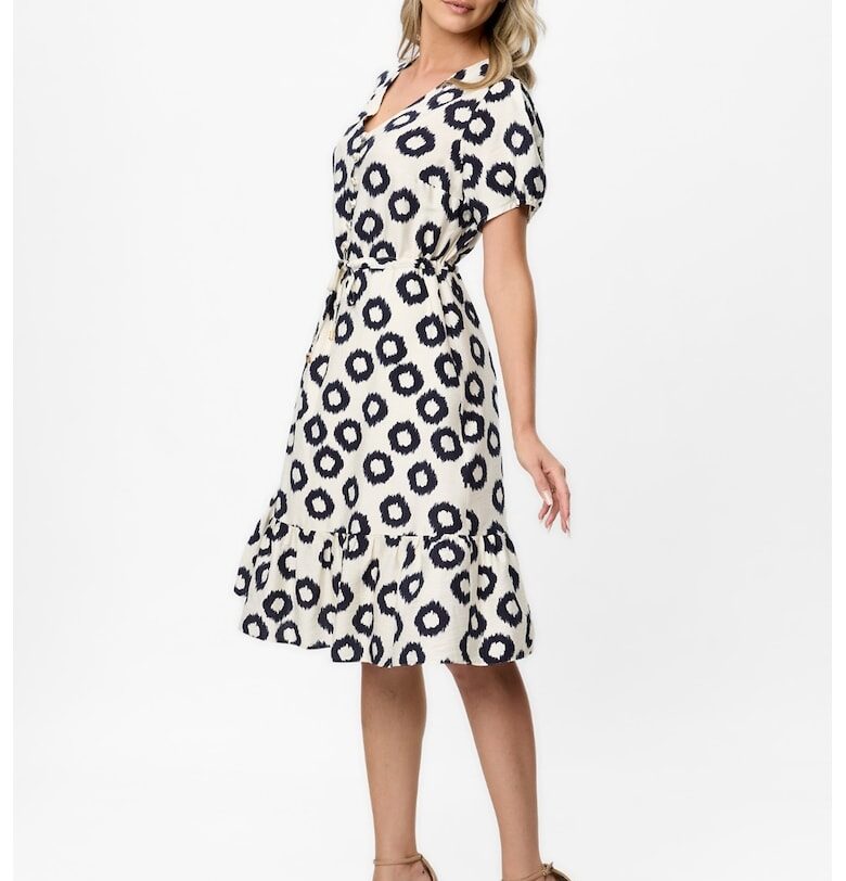 Миди рокля Nancy с шпиц - Черен/Мръснобял BAROCCA