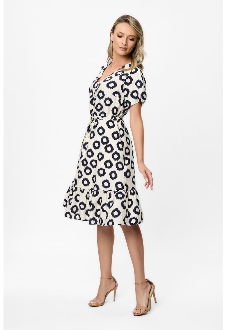 Миди рокля Nancy с шпиц - Черен/Мръснобял BAROCCA