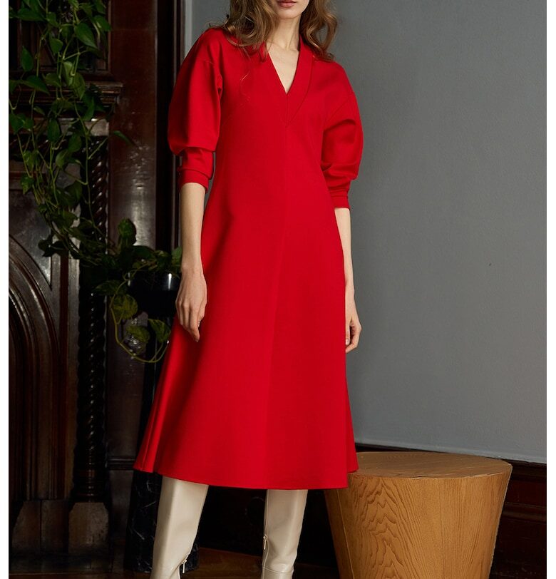 Миди рокля Scarlet с шпиц - Червен Noria Anis