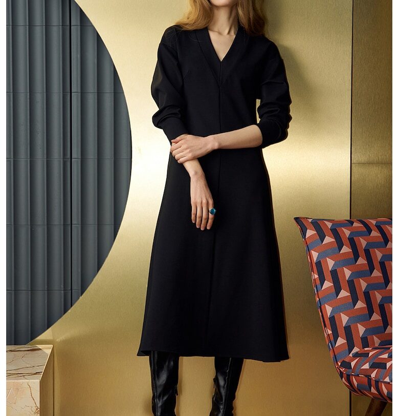 Миди рокля Scarlet с шпиц - Черен Noria Anis