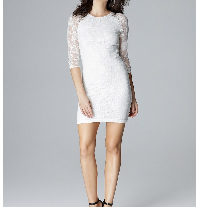 Миди рокля - Ленитиф - дантела - молив - екрю - 95% полиестер - 5% еластан Lenitif