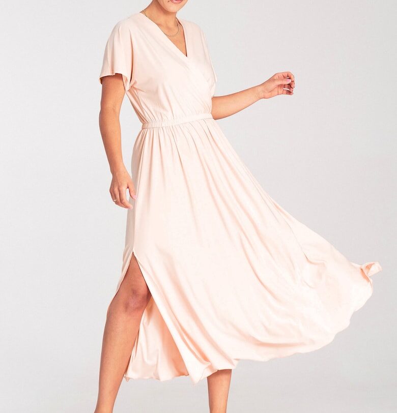 Миди рокля  Полиестер - Светло розово - Figl