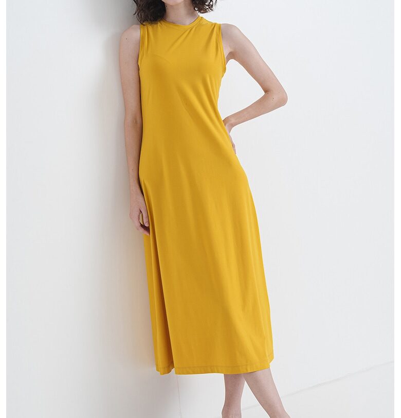 Миди рокля без ръкави - Шафраново жълто CALVIN KLEIN JEANS