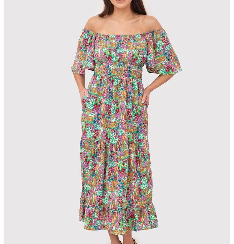 Миди рокля - завършена с волан DA1764 MULTI - Многоцветен Ax Paris