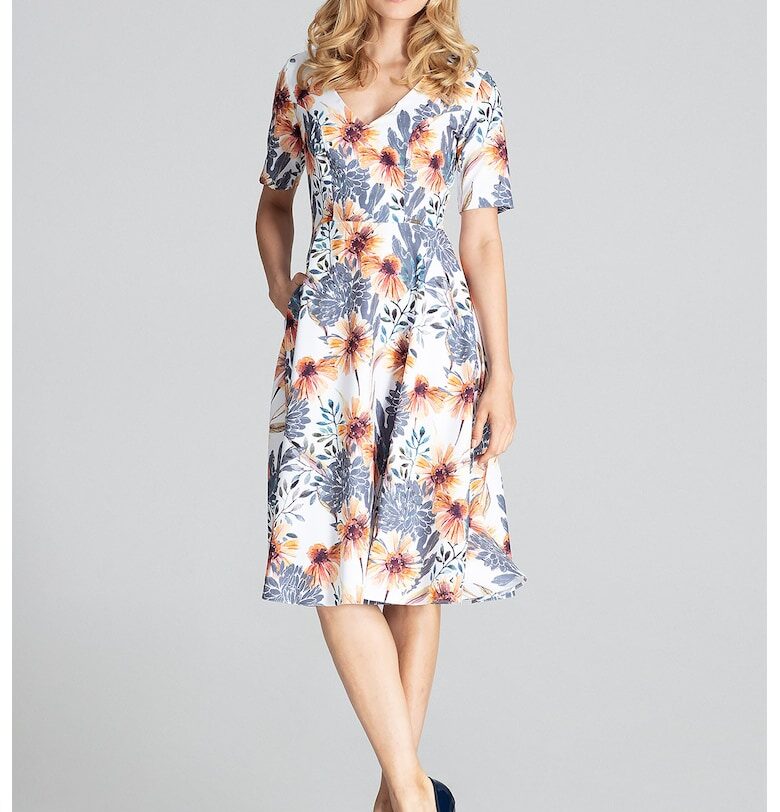 Миди рокля  модел M673 107 - флорален десен - многоцветна - 100% полиестер Figl