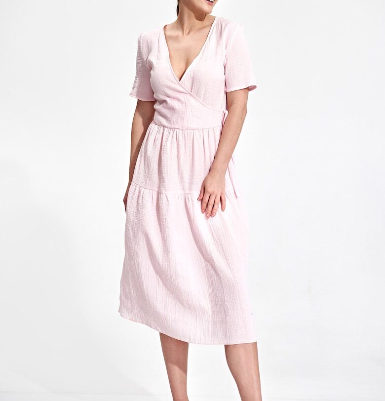 Миди рокля от памук  Розово Figl