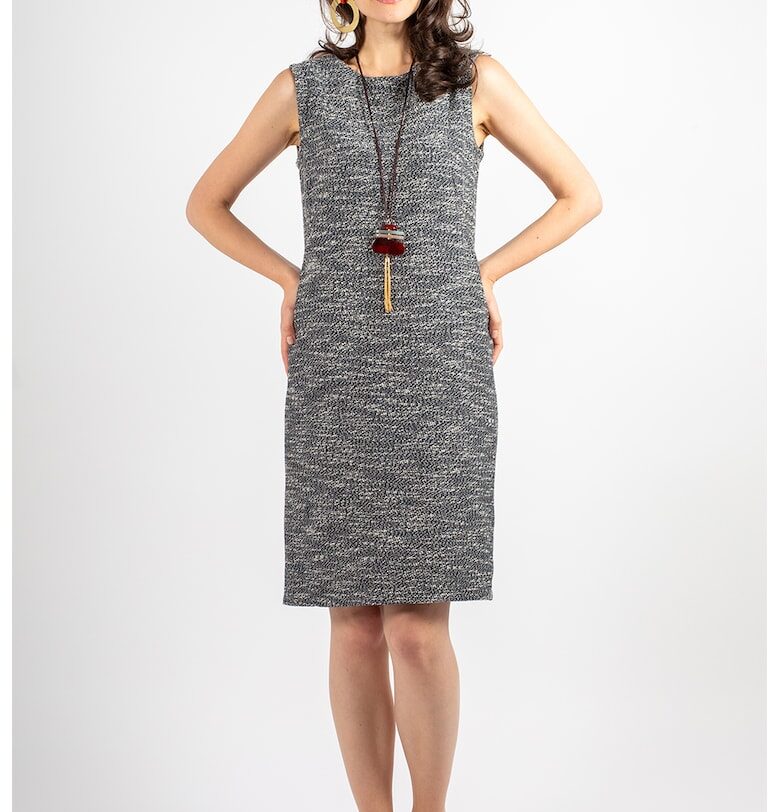 Миди рокля от памук - Сив меланж Couture de Marie