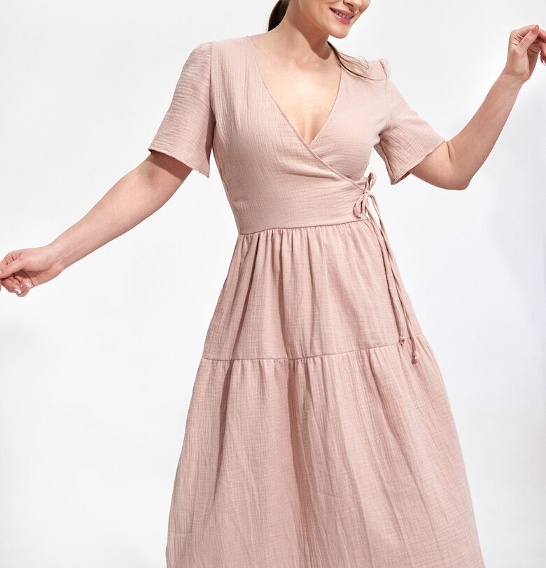 Миди рокля -  памук - бежово Figl