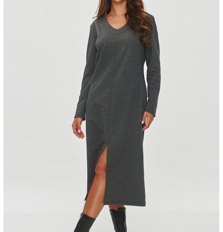 Миди рокля с V-образно деколте Makadamia