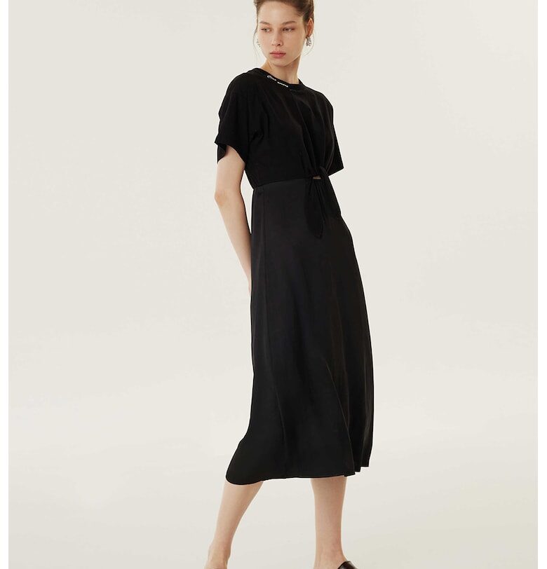 Миди рокля с възел - Черен TWIST