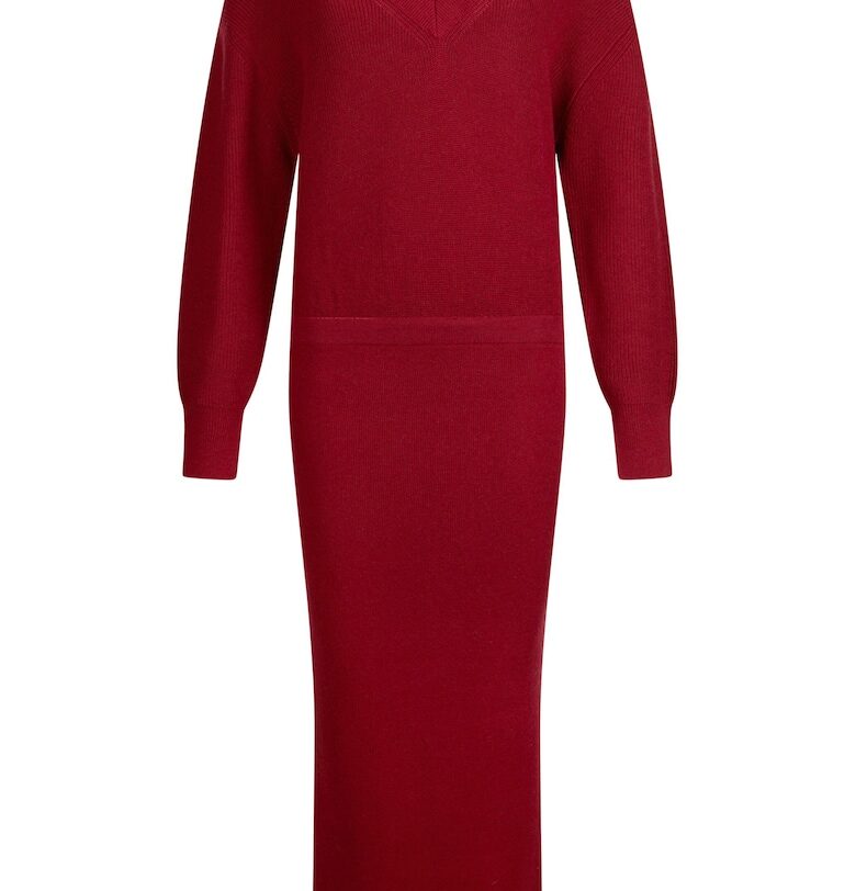 Миди рокля с голо рамо - Тъмночервен Liu Jo