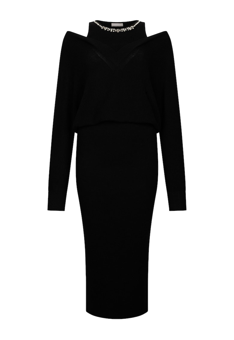 Миди рокля с голо рамо - Черен Liu Jo