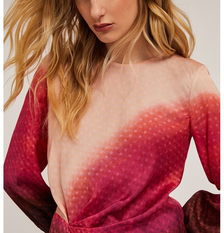 Миди рокля с градиента - Червен/Тъмнобежово Motivi