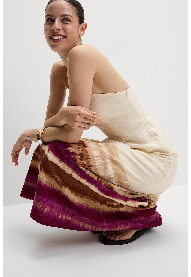 Миди рокля с десен - Слонова кост/Тъмновиолетов Marks Spencer