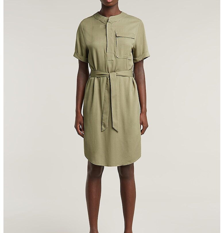 Миди рокля с джоб на гърдите - Бледозелен G-STAR