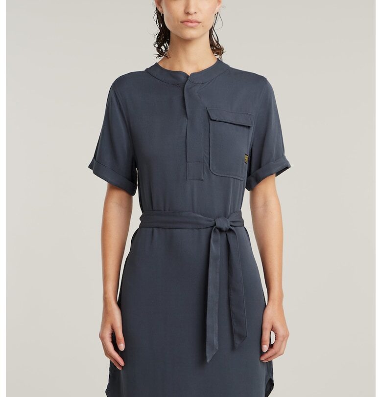 Миди рокля с джоб на гърдите - Петролно синьо G-STAR