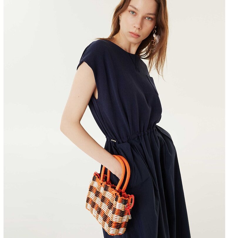 Миди рокля с еластична талия - Ултрамарин синьо TWIST