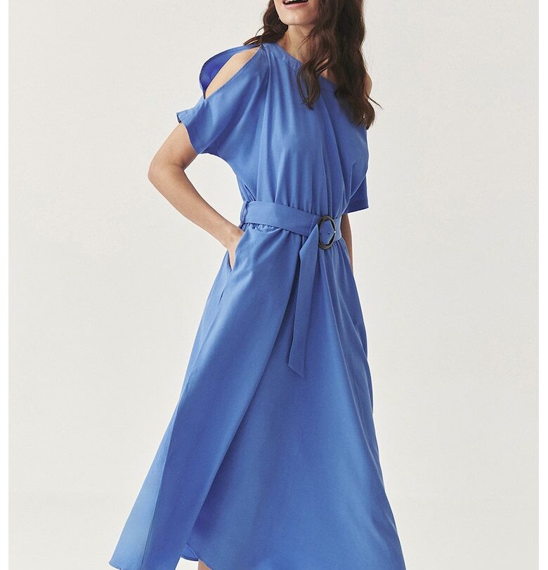 Миди рокля с лен и лиосел - Лавандула Tatuum