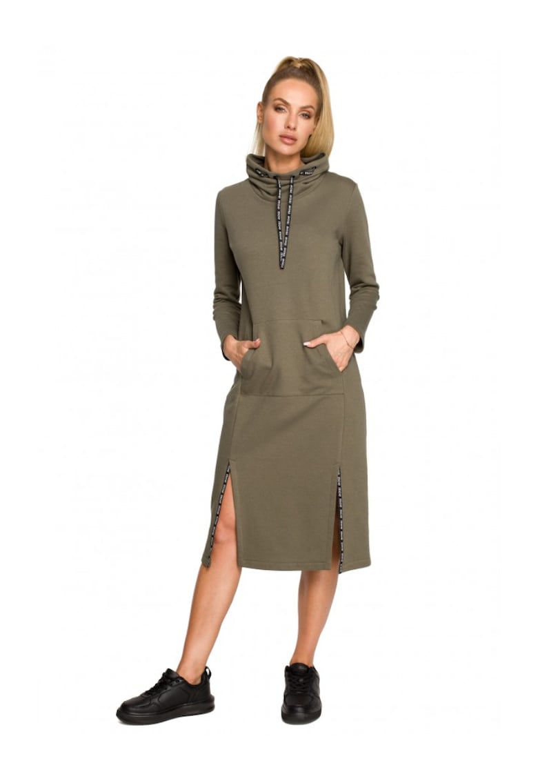 Миди рокля с лого райе - розово - памук - Зелен MOE