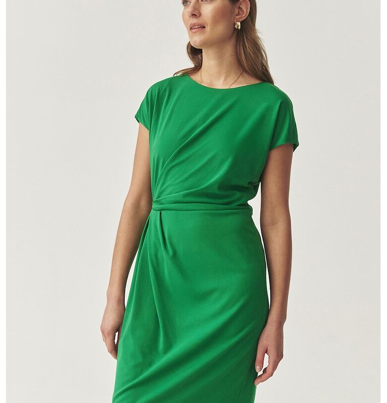 Миди рокля с овално деколте - Зелен Tatuum