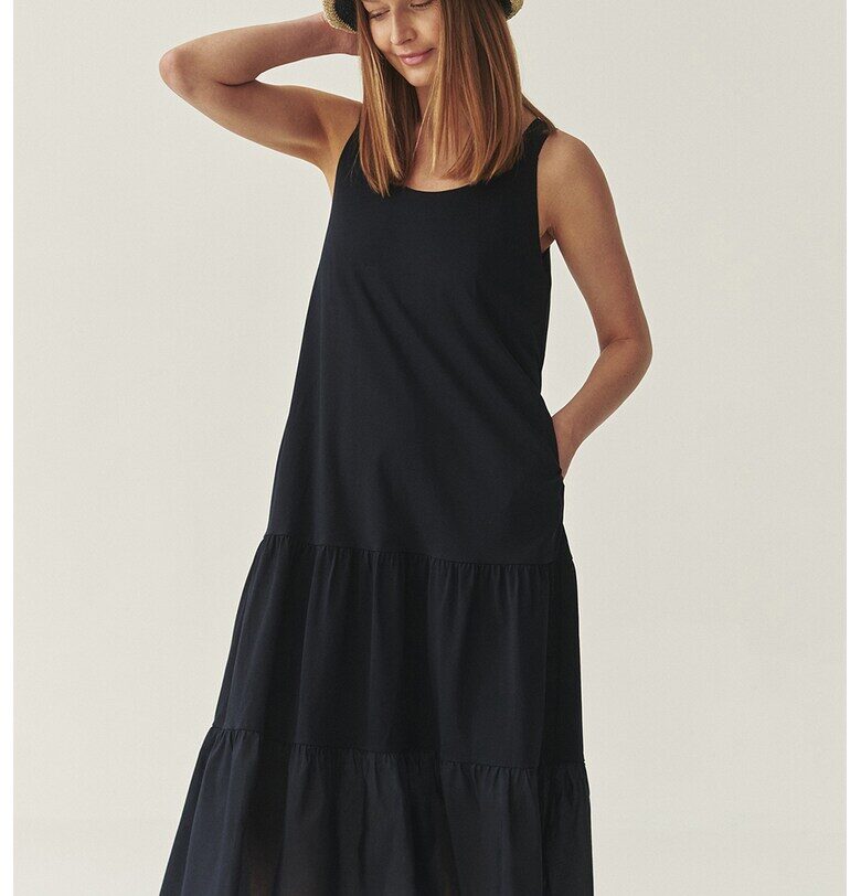 Миди рокля с овално деколте - Черен Tatuum