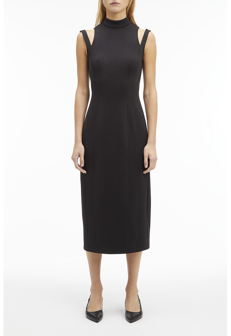 Миди рокля с отвори - Черен CALVIN KLEIN