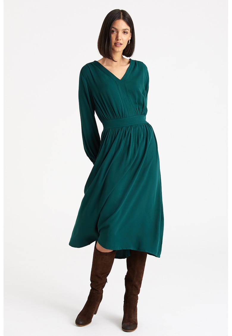 Миди рокля с шпиц - Тъмнозелен GreenPoint
