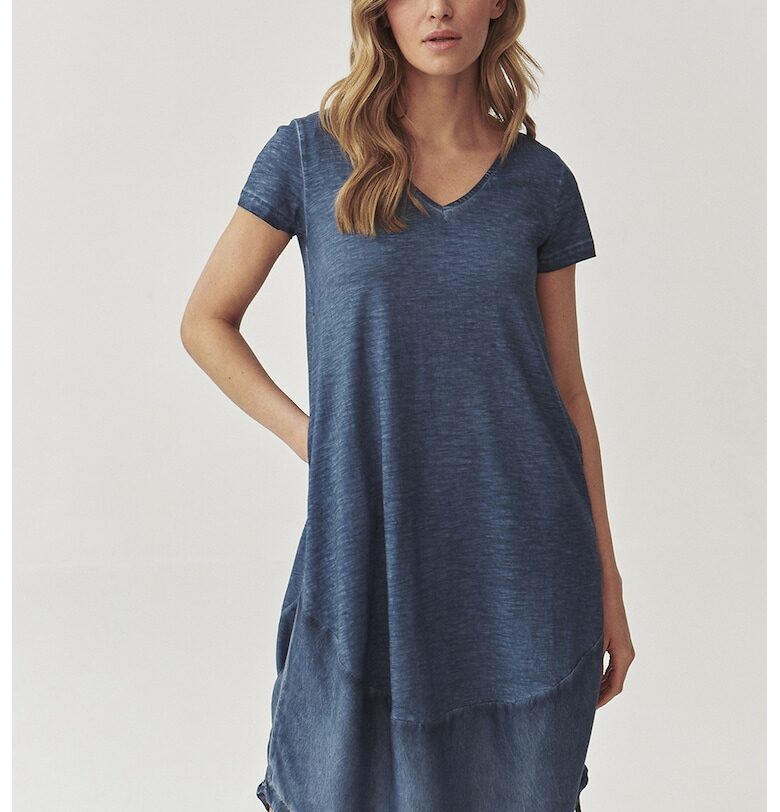 Миди рокля с шпиц - Тъмносин Tatuum