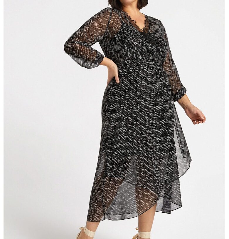 Миди рокля с шпиц - Черен Fiorella Rubino