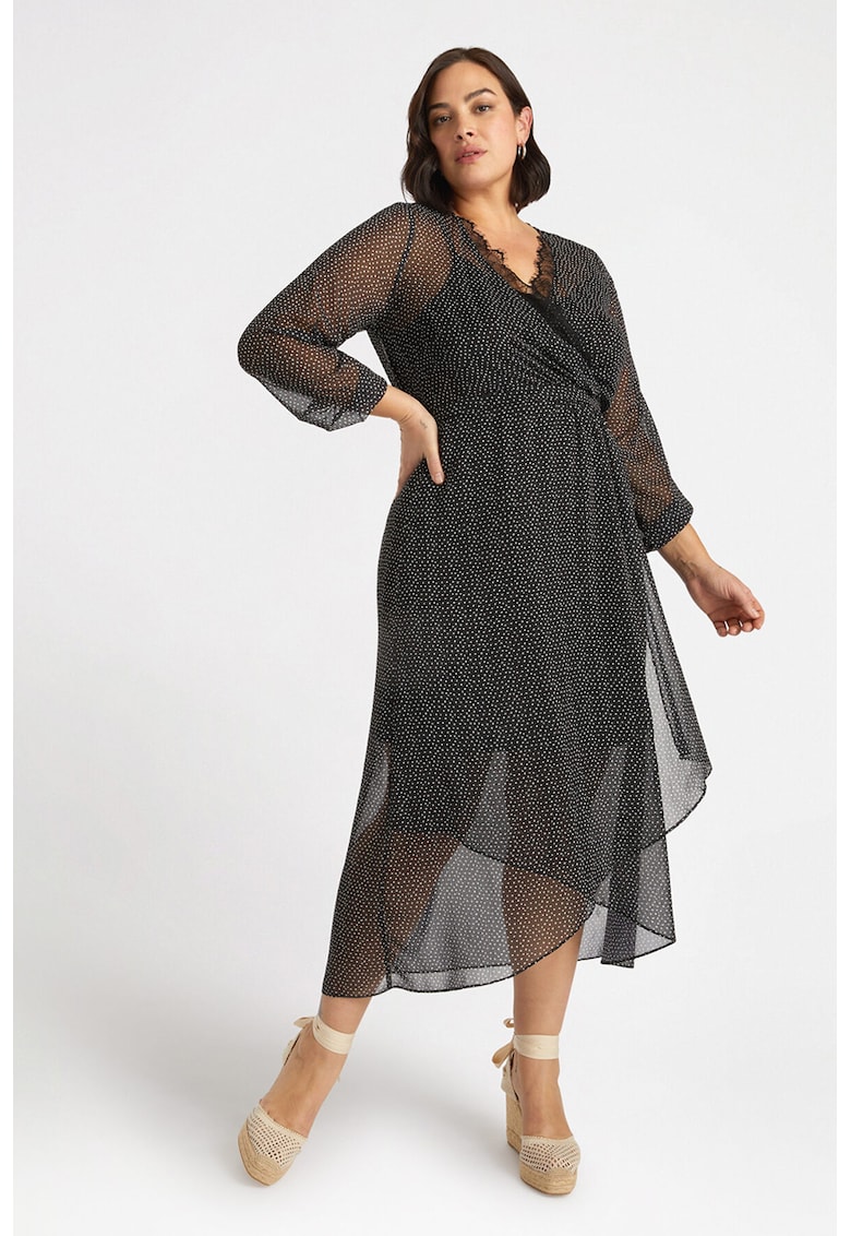 Миди рокля с шпиц - Черен Fiorella Rubino