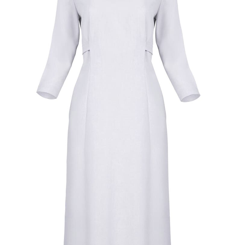 Миди рокля  сива - 3/4 ръкави - полиестер Figl