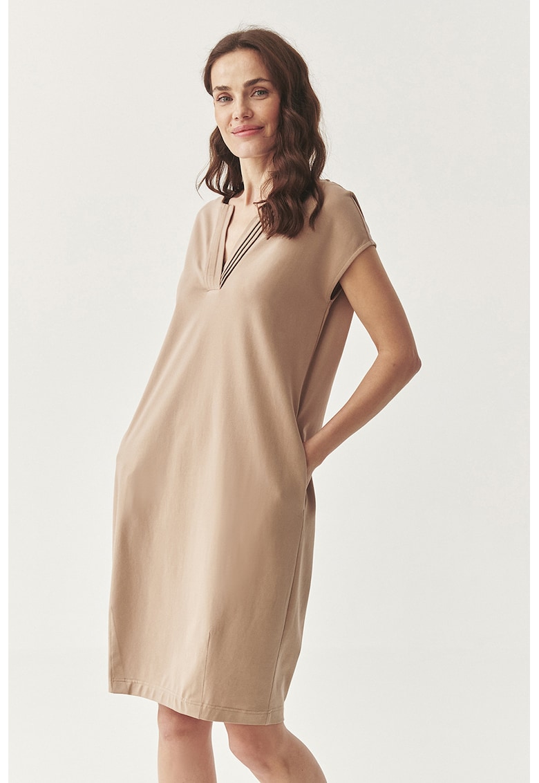 Миди рокля със скосени джобове - Тъмнобежово Tatuum