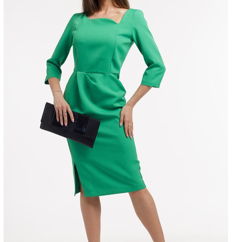 Миди рокля със странична цепка - Зелен CAMISSI