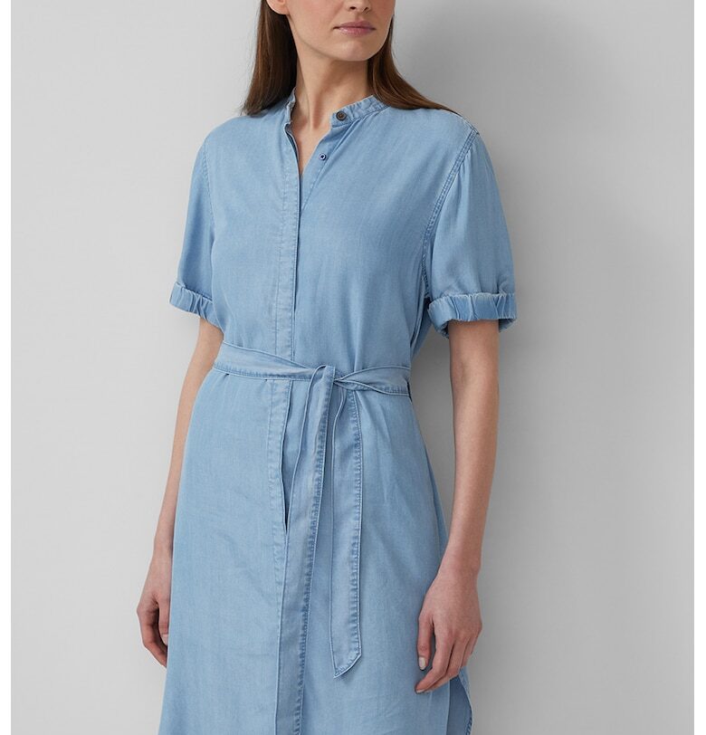 Миди рокля тип риза от шамбре - Ледено синьо sOliver