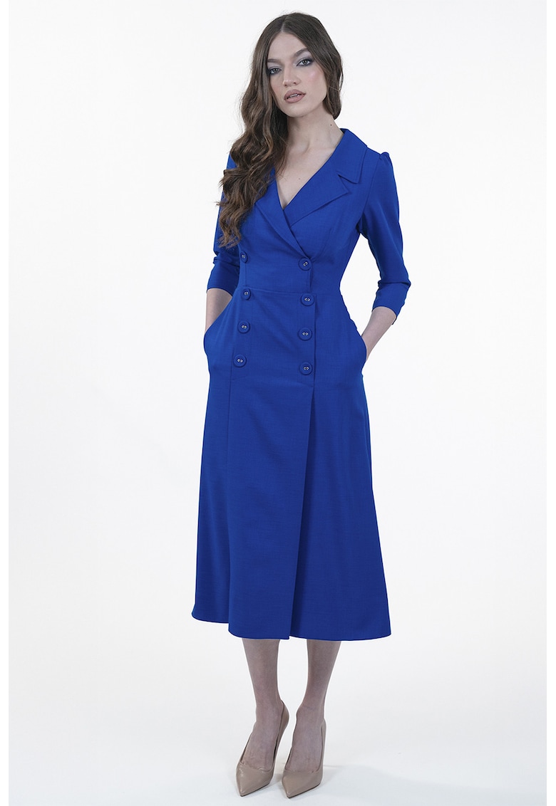 Миди рокля тип сако с джобове - Кралско Синьо Maellie