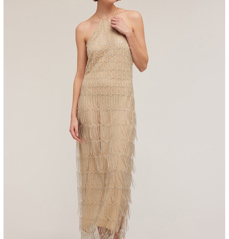 Миди халтер рокля - Светло кафяво Motivi