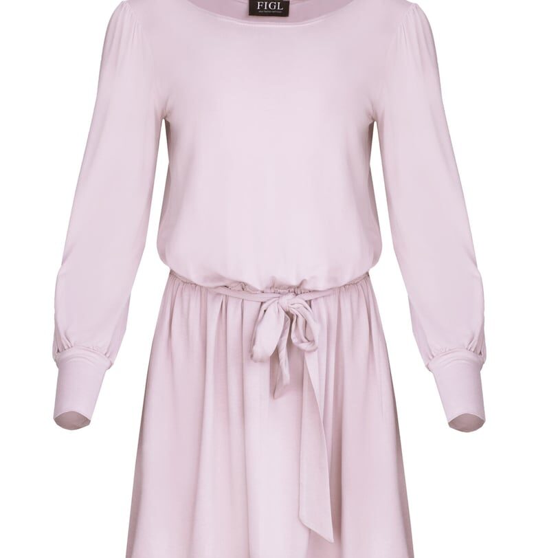 Мини рокля  M576 - дълги ръкави - вискоза - Розово Figl