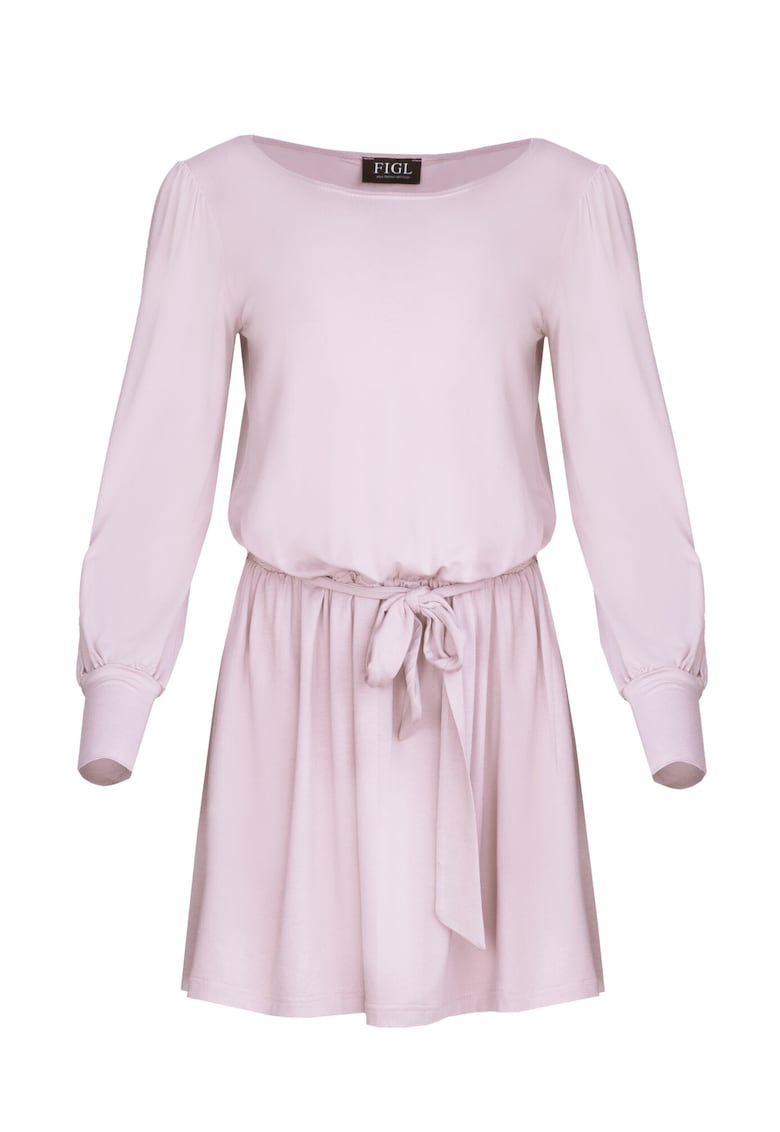 Мини рокля M576 - дълги ръкави - вискоза - Розово Figl