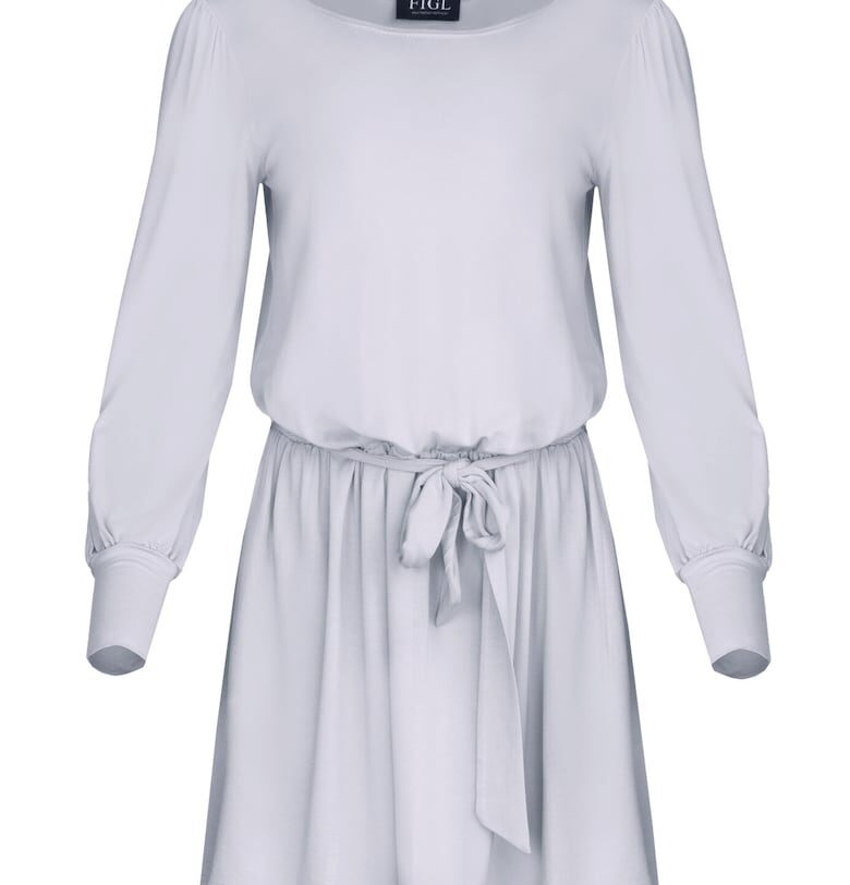 Мини рокля  M576 - дълги ръкави - вискоза - Сив Figl