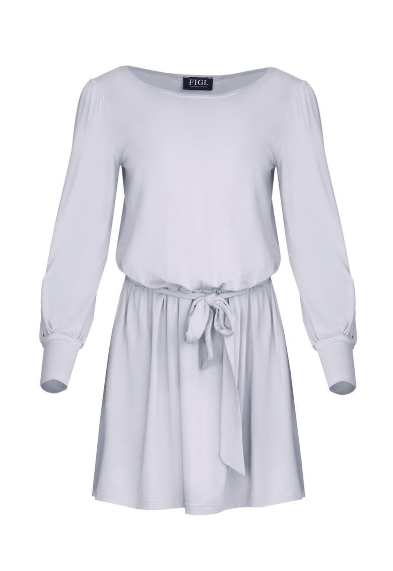 Мини рокля M576 - дълги ръкави - вискоза - Сив Figl
