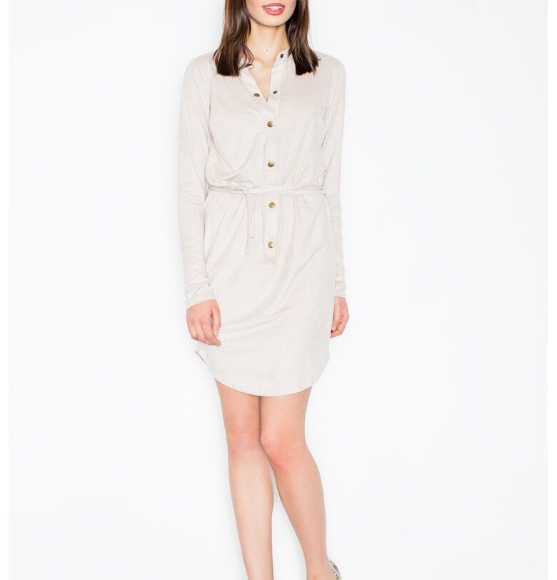 Мини рокля  бежова - с копчета - полиестер Figl