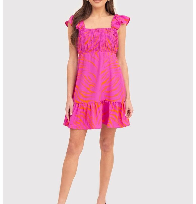 Мини рокля с волани в розово DA1721 - Розово Ax Paris