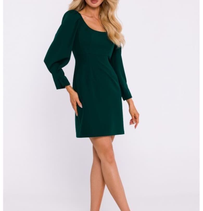 Мини рокля с дълбоко деколте -  Бутилково зелено MOE