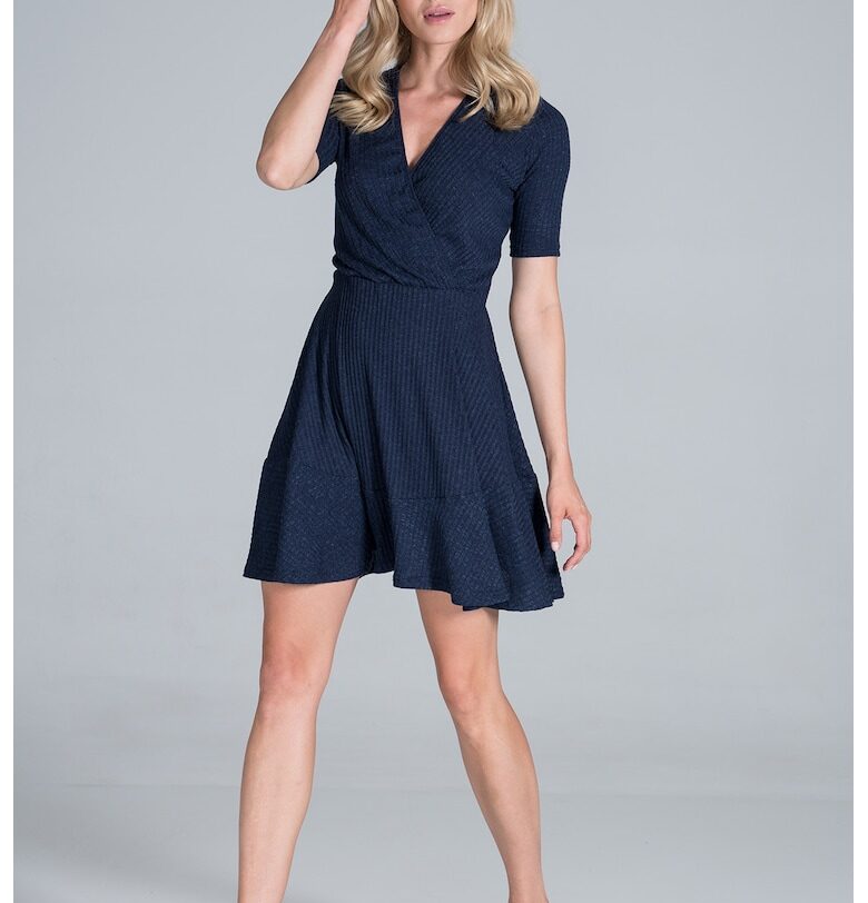 Мини рокля -  синя - вискоза Figl