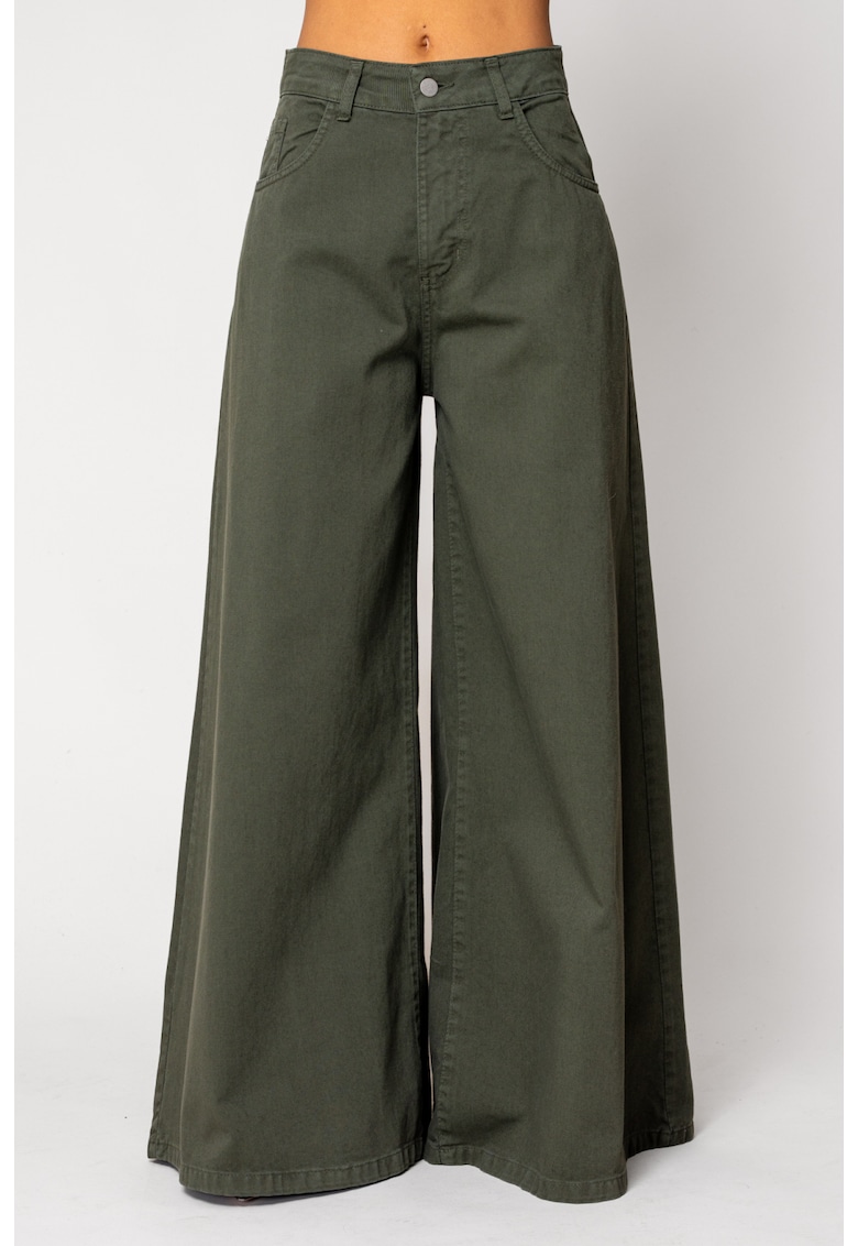 Много широки дънки от деним в цвят каки 18143 - Зелен uFIT