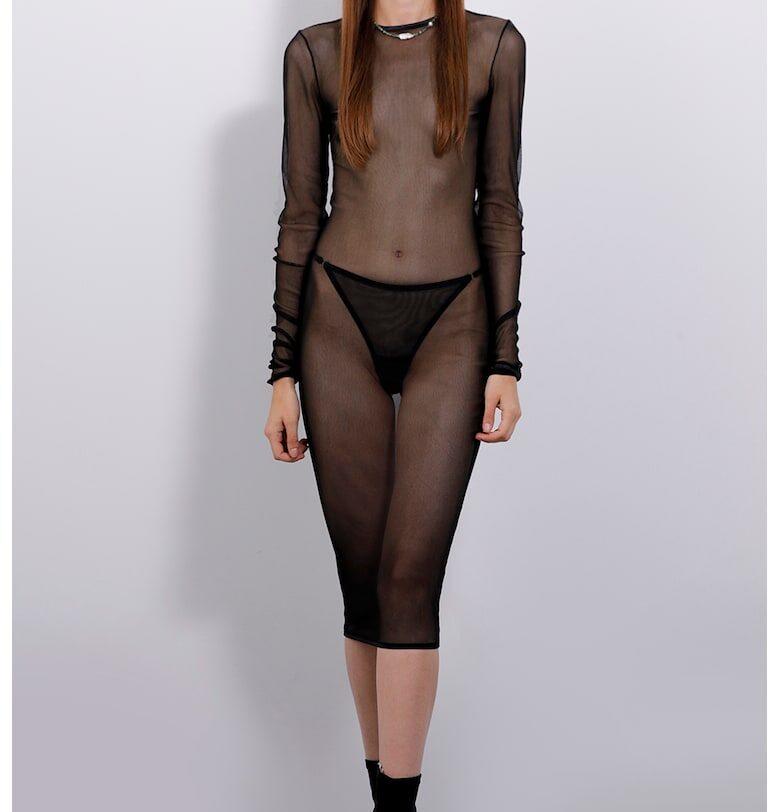 Мрежеста камизола - Черен SENSEE