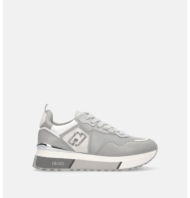 Мрежести маратонки с кожа - Сив Liu Jo