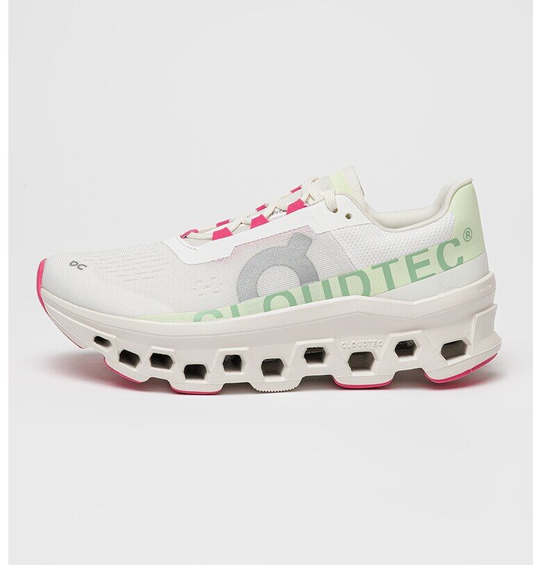 Мрежести обувки Cloudmonster за бягане със синтетика - Бял/Светлозелен On